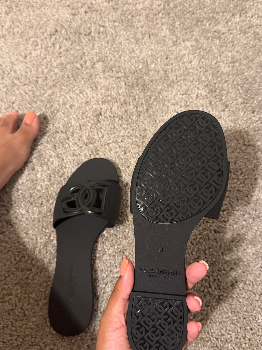 Dolce & Gabbana Black Logo Slide Sandals